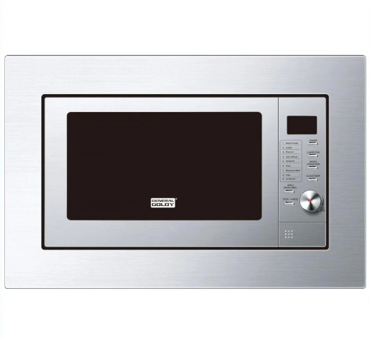 General Golden - Built-in stainless steel microwave oven with 30-liter capacity, with integrated grill of 1000 watts, microwave of 900 watts, 8 automatic cooking programs, 5 power levels, smart defrosting by weight or time, digital LED display, start time