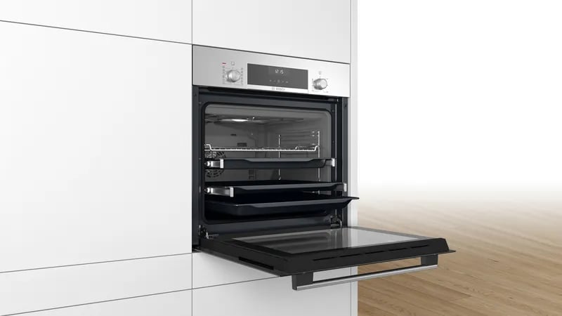 بوش – فرن بلت إن – 60 سم، 8 وظائف، 66 لتر، فولاذ مقاوم للصدأ، تنظيف EcoClean، وظيفة البخار المضاف، سلسلة 6 – HIJ557YS0M