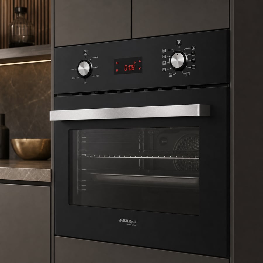 MASTERgas - Built-in electric oven - 9 programs - 60*60 cm size - heat distribution fan + cooling fan - full safety and high-quality stainless steel structure - trusted Turkish manufacturing - O66E10DT