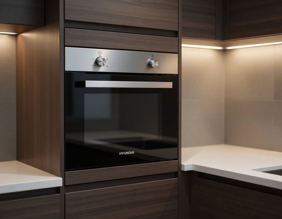 Hyundai oven - electric oven 60 cm 4 functions - lower grill works alone, upper grill works alone, lower and upper grills work together, oven door equipped with two layers of glass, heat-reflective glass - HY-TR4