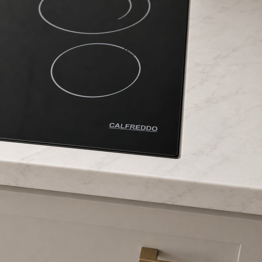 Calfreddo - Built-in electric stove - 4 electric burners + 1 double burner 90 cm - safety switch - timer and alarm - black color - 11-952BC