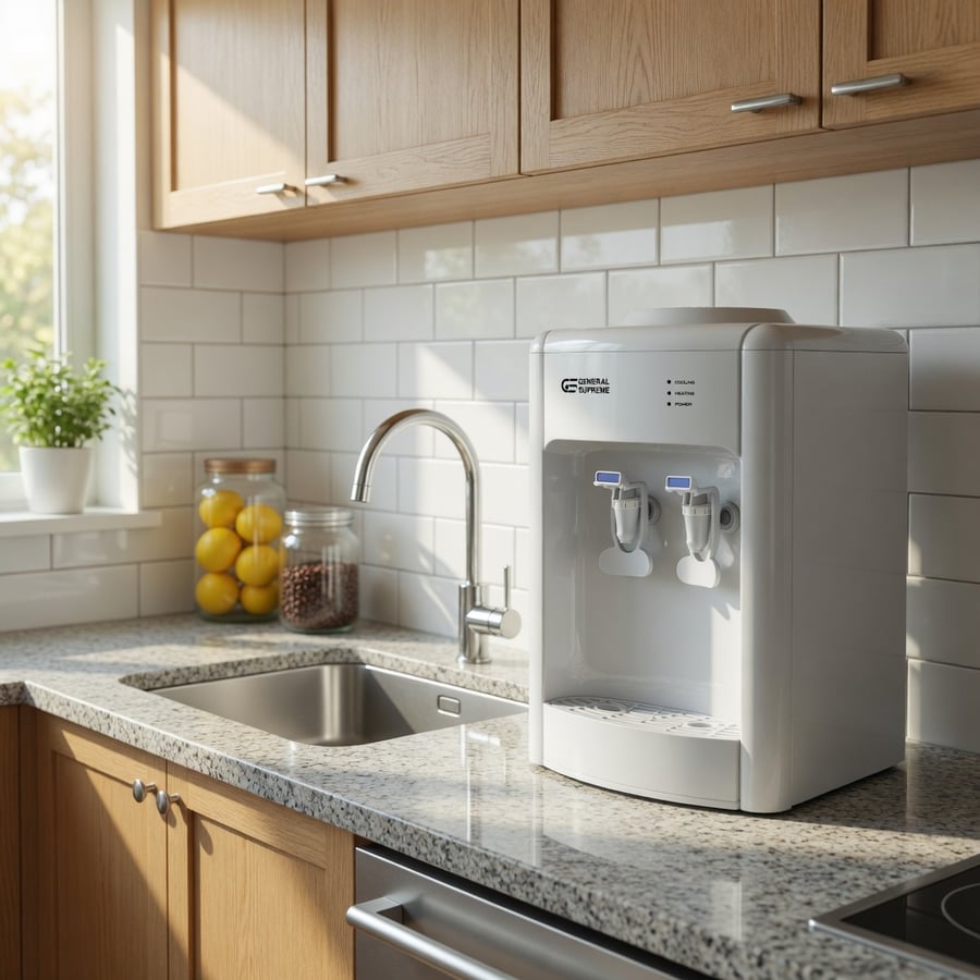 General Supreme, table water cooler - cold / cold, stainless steel, high-performance compressor for children's safety, white, GS5660TT