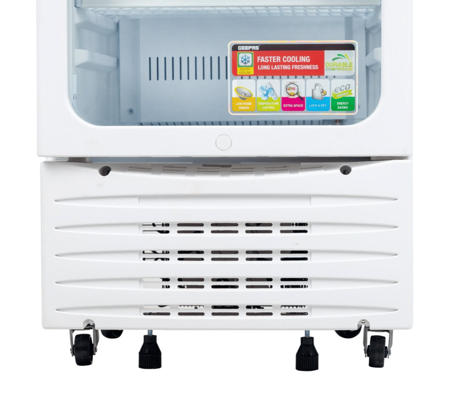 Vertical glass display refrigerator from Jibas 12 foot - capacity 380 liters - 230 watts - white color - GSC3807WRE