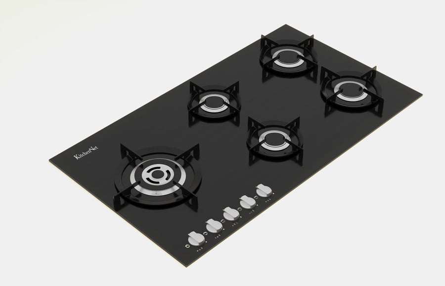Kitchen Net 5 - Level 5 Gas stove Ceramic crystal 90 cm side eye triple burners - auto ignition with one press of a button - flame cut-off safety device - front switches - Italian manufacturing MP2201005