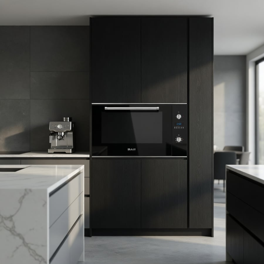 بولم BULM فرن بلت إن كهربائي إيطالي 90×50 سم – 9 وظائف طهي، تصميم أسود ملكي فاخر، شواية كهربائية ودوّارة، مفاتيح تحكم، مروحة توزيع حرارة وتبريد، باب زجاجي مزدوج سهل الإزالة، مفصلات باب إيطالية، 5 مستويات رفوف – موديل B101-501NERO