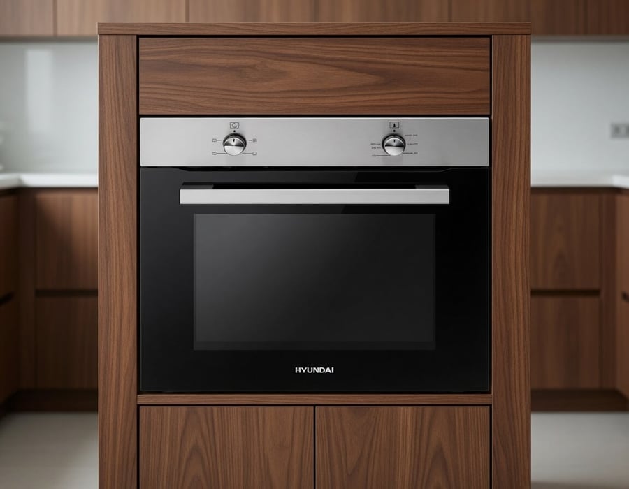 Hyundai oven - electric oven 60 cm 4 functions - lower grill works alone, upper grill works alone, lower and upper grills work together, oven door equipped with two layers of glass, heat-reflective glass - HY-TR4