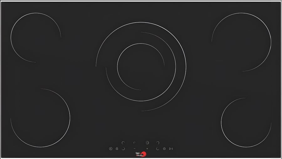Balura - Built-in electric stove (90 cm) with 5 cooking zones - 10 energy levels - easy touch control - child safety lock - front stainless steel line with beautiful decor - made of glass-ceramic (Hilight) - compliant with European and Gulf standards - PL