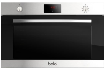 بيلا BELLA - بكج بلت ان - فرن 90 كهرباء استيل - ميكرويف مدمج 28 لتر ستيل - سطح 90 غاز 5 شعات ستيل - شفاط حرف تي قوة 1000م3 الساعة