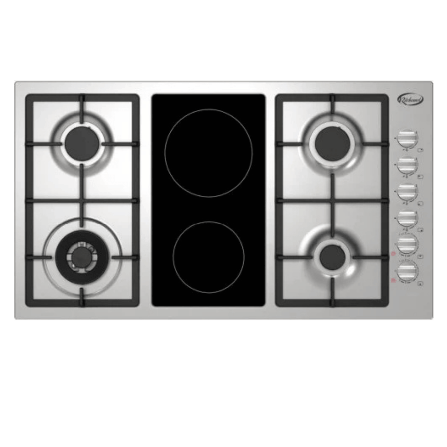 كيتشن نت Kitchen Net - سطح 6 شعلات منها 4 غاز _ 2 عين سيراميك كهرباء – 90 سم - اشعال ذاتي بكبسه زر واحده    شبك هيفي ديوتي ثقيل    صمان أمان كامل    مفاتيح امامية - صناعة ايطالية - MP2201004
