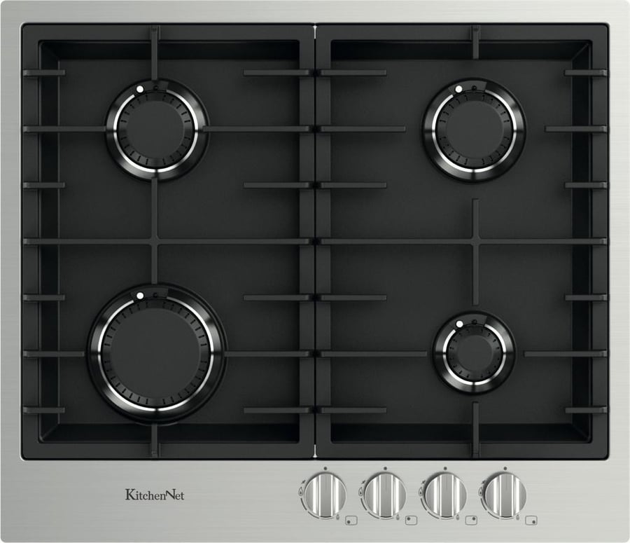 سطح كيتشن نت Kitchen Net شعلات 4 غاز أطراف السطح استانلس استيل سطح أستيل أسود مطفي مودرن موديل MP2201012