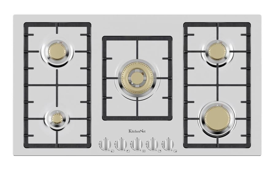 كيتشن نت Kitchen Net – سطح بلت ان –5 شعلات غاز (نحاس) شعلة اضافية (مزدوجة) - صمام أمان كامل - خاصية الاشعال الذاتي - قفل سلامة تلقائي للجهاز–  90 سم - ايطالي - MP2201011