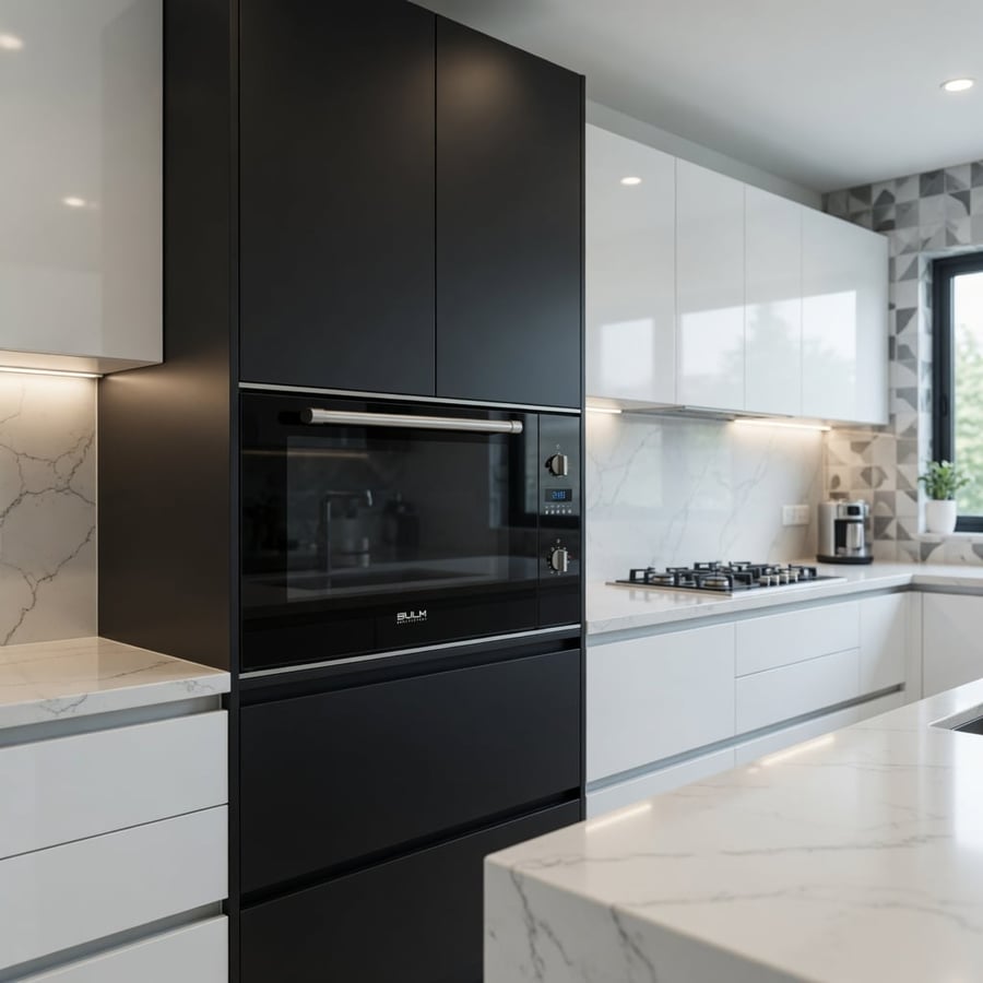 بولم BULM فرن بلت إن كهربائي إيطالي 90×50 سم – 9 وظائف طهي، تصميم أسود ملكي فاخر، شواية كهربائية ودوّارة، مفاتيح تحكم، مروحة توزيع حرارة وتبريد، باب زجاجي مزدوج سهل الإزالة، مفصلات باب إيطالية، 5 مستويات رفوف – موديل B101-501NERO