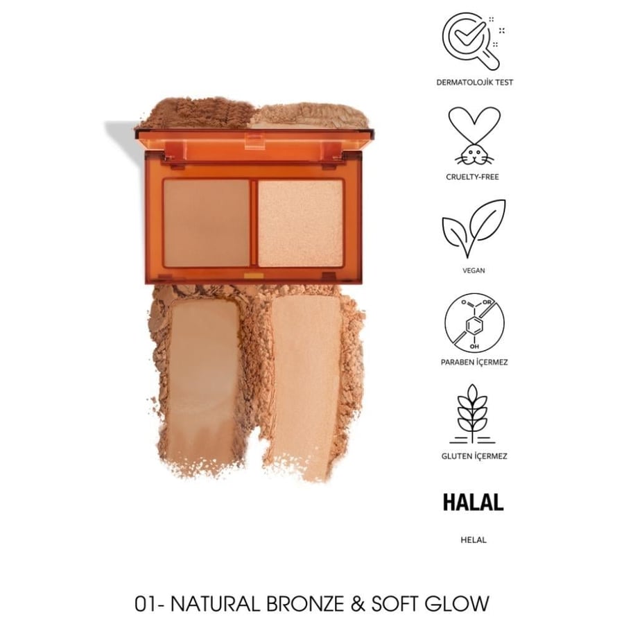 مجموعة بروفاشن للبرونزر والهايلايتر من باستيل- 01 Natural Bronze & Soft Glow