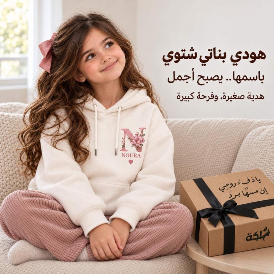 هودي نسائي شتوي بطباعة الاسم والحرف حسب الطلب | هدية الشتاء