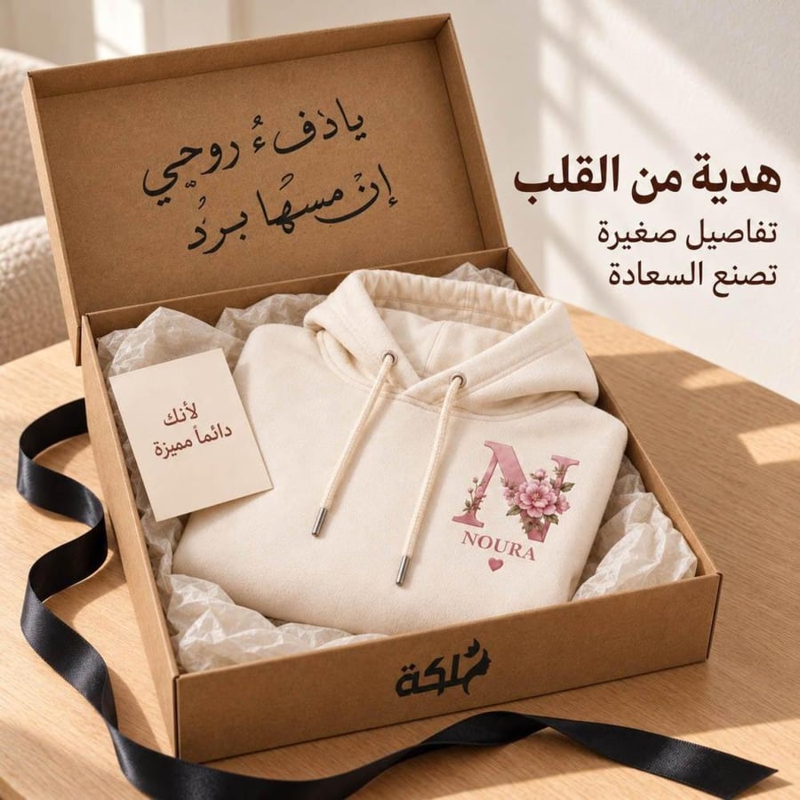 هودي بناتي شتوي للأطفال بطباعة الاسم والحرف حسب الطلب | ملكة