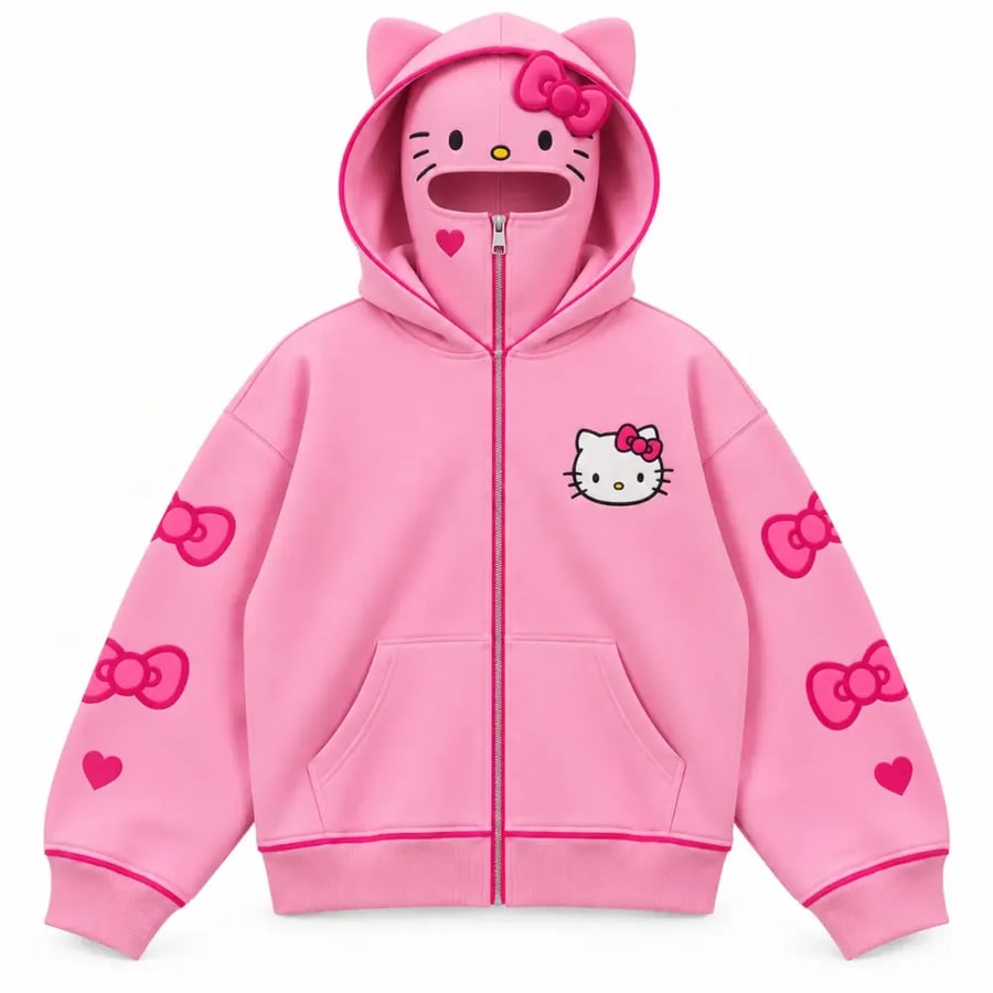هودي Kitty بغطاء وجه