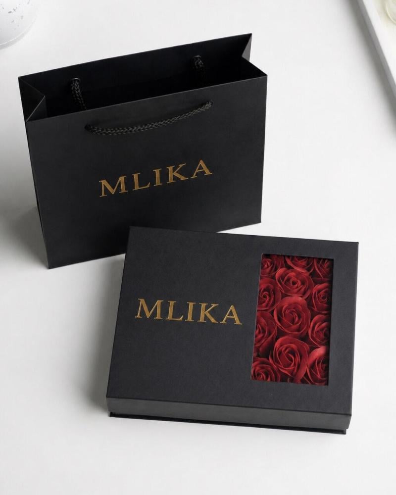 سلسال بالاسم بتصميم زركون مع بوكس ورد MLIKA
