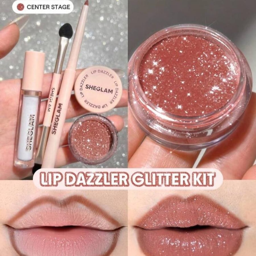 SHEGLAM Lip Dazzler طقم جليتر للشفاه-Center Stage روج تنت جلوس ماركة تجميل ومكياج للنساء والفتيات