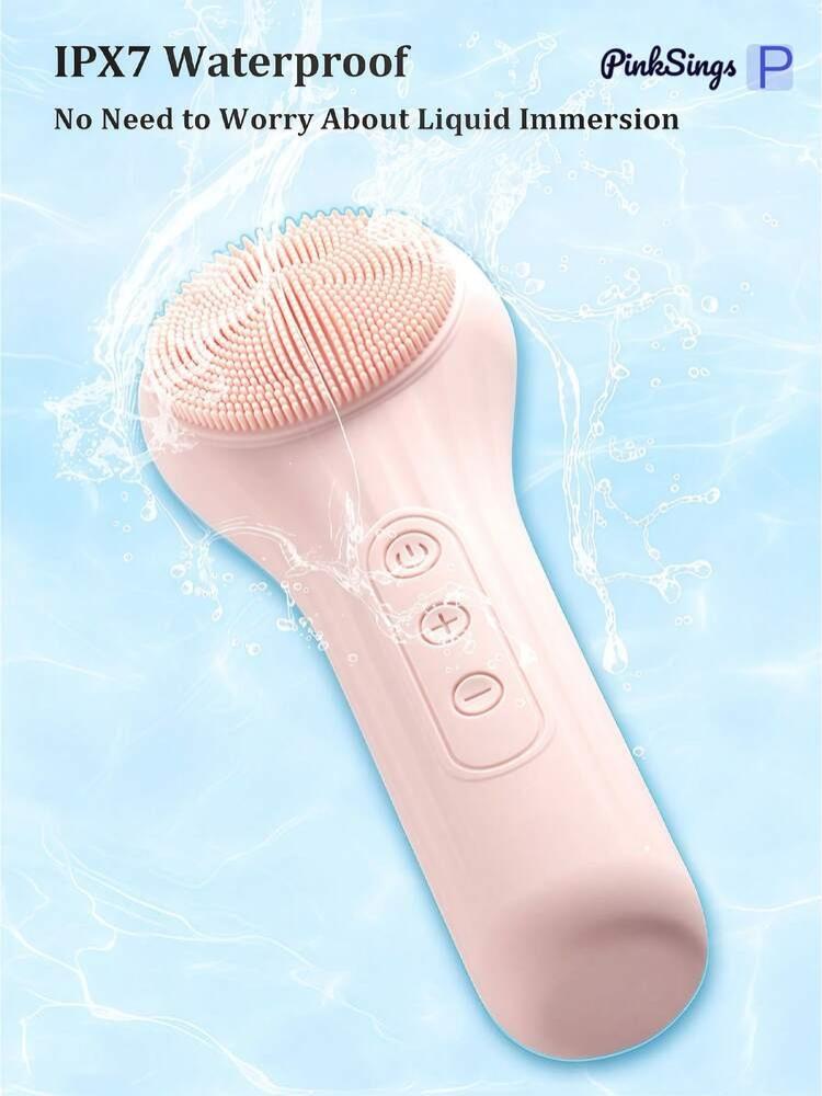 PinkSings فرشاة تنظيف الوجه من السيليكون ب- 5 أوضاع، فرشاة تقشير الوجه مقاومة للماء، فرشاة تنظيف كهربائية قابلة للشحن للجنسين، تنظيف عميق وتقشير وتدليك