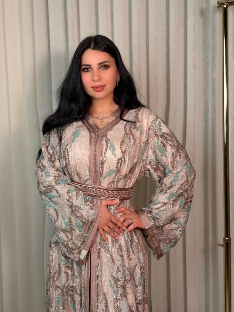 قفطان وردي بلمسات تركوازية – Blush Pink & Turquoise