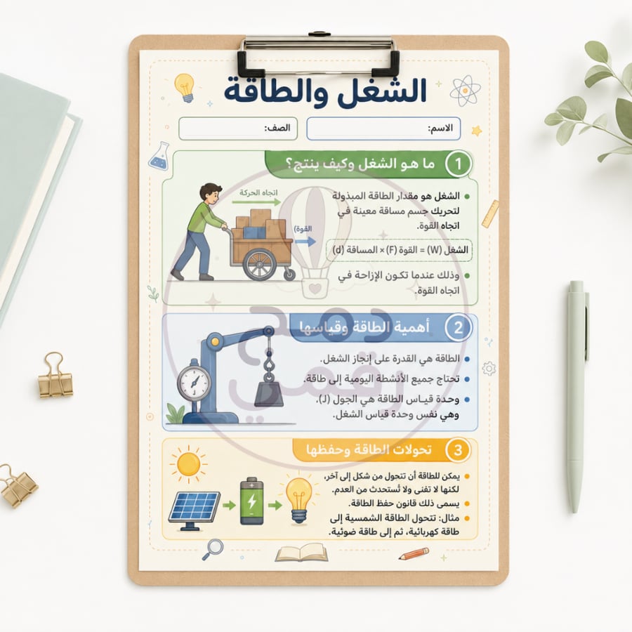 مطوية الشغل والطاقة-علوم -خامس