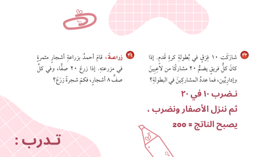 عرض تقديمي أنماط الضرب – رياضيات - خامس ابتدائي