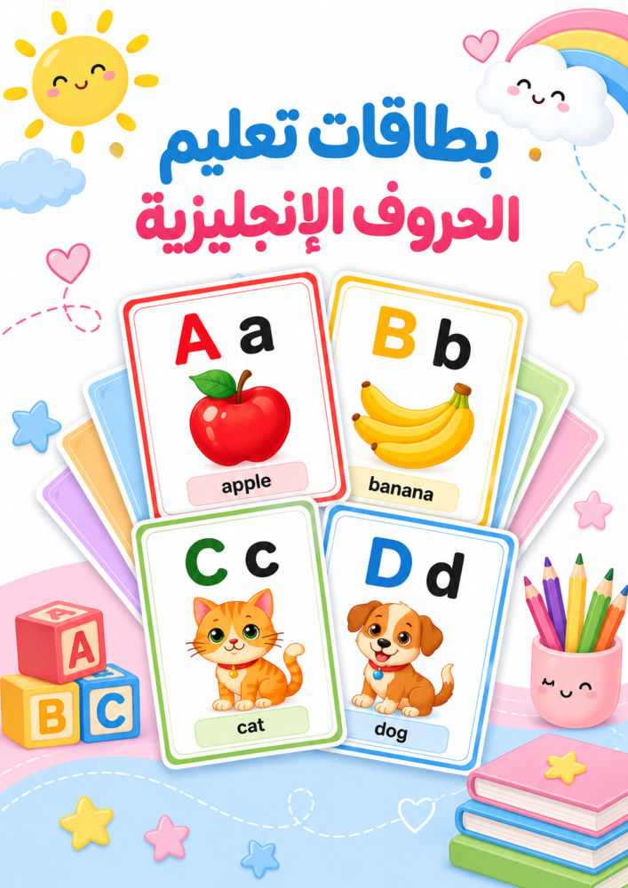 بطاقات تعليم الحروف الإنجليزية للأطفال