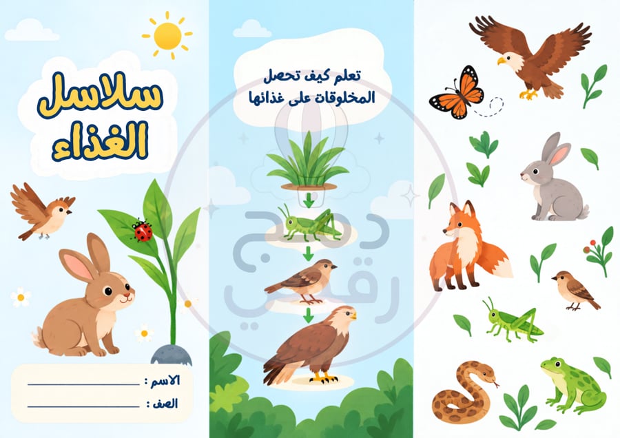 مطوية سلاسل الغذاء – علوم - ثاني ابتدائي