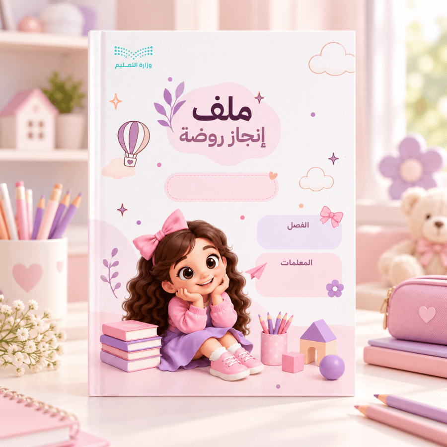 ملف إنجاز روضة  – ثيم لولي دمج رقمي