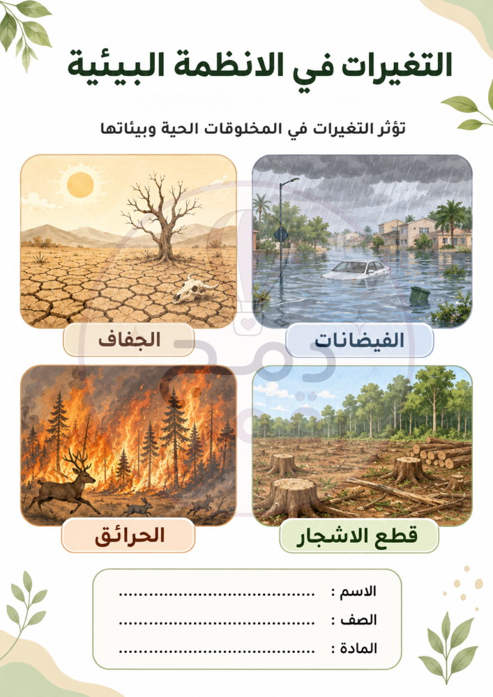 مطوية التغيرات في الأنظمة البيئية – علوم رابع ابتدائي
