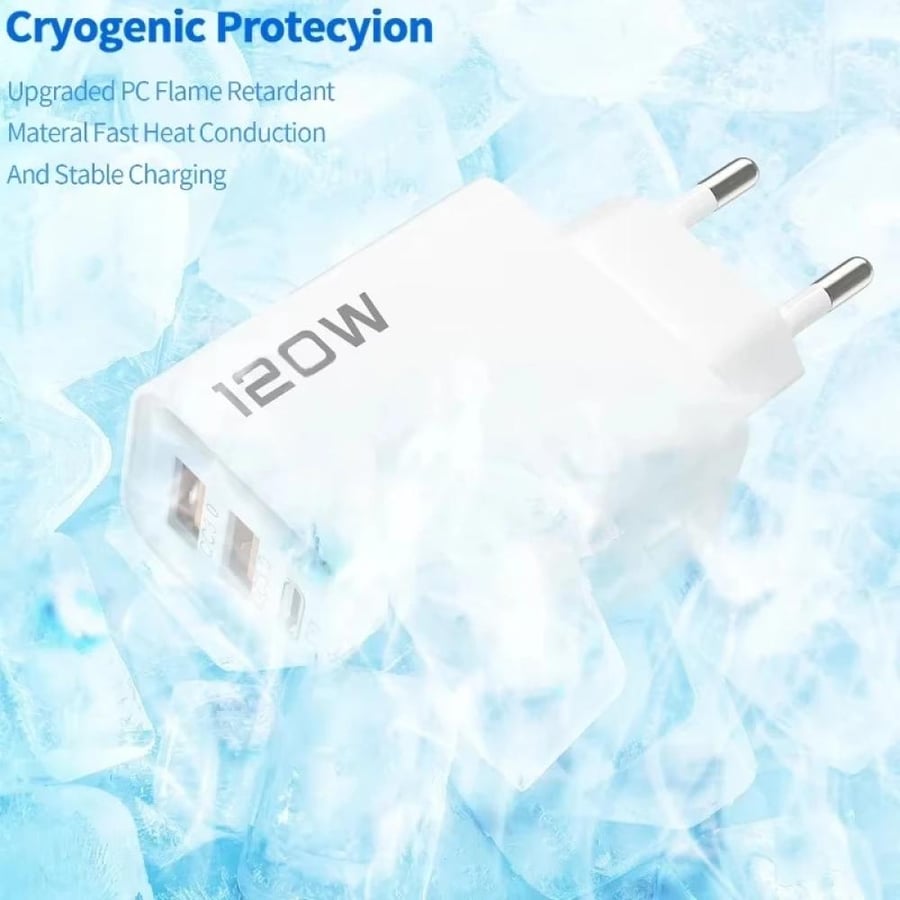 شاحن جداري سريع PD بقوة 120 واط - 4 منافذ USB-C للشحن السريع
