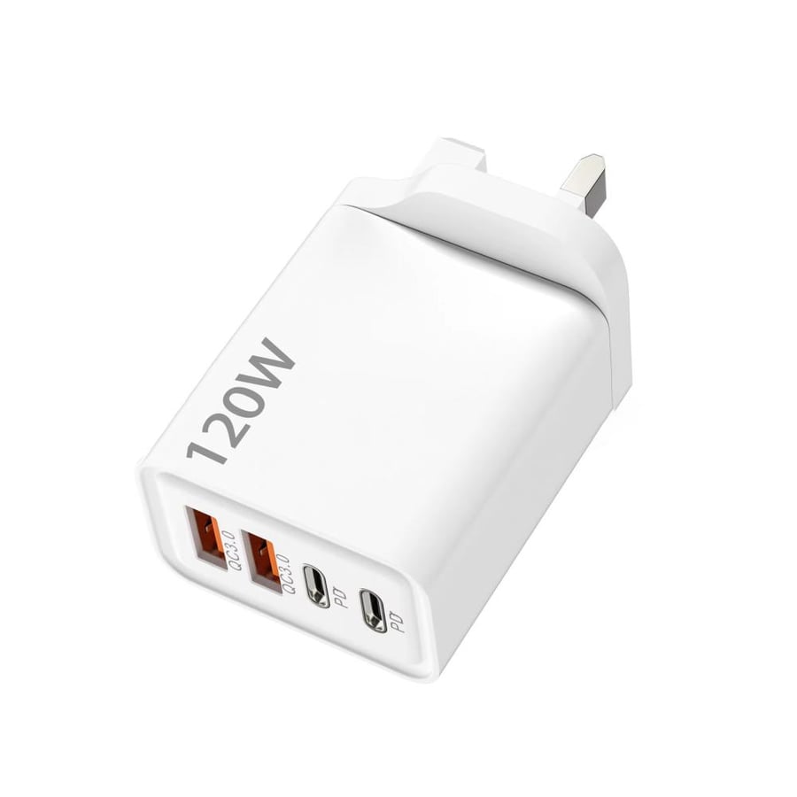 شاحن جداري سريع PD بقوة 120 واط - 4 منافذ USB-C للشحن السريع