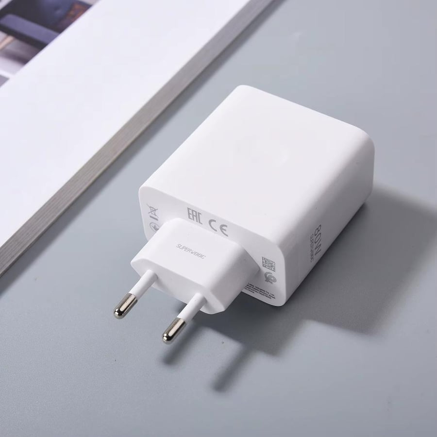 أوبو - شاحن جداري سريع SuperVOOC بقوة 80 واط مع كابل USB-C