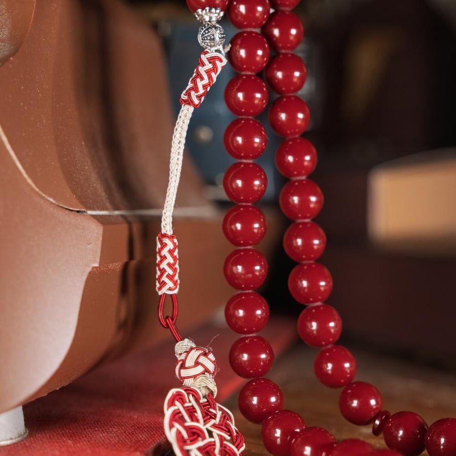 سبحة بكلايت عنابي طربزونة نحاسية فاخرة