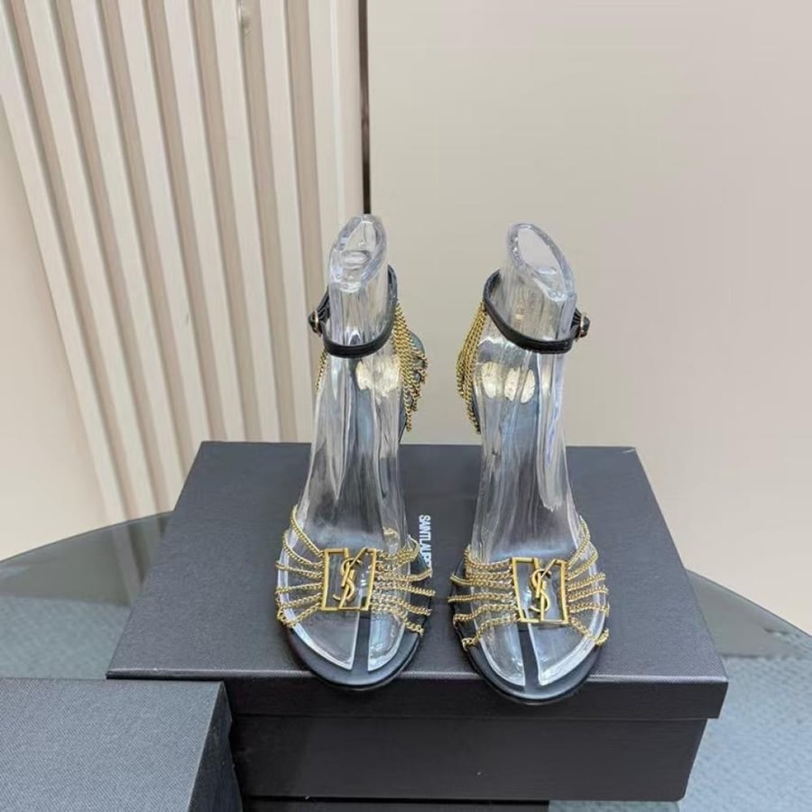 Ysl babylone strappy chain stiletto sandals