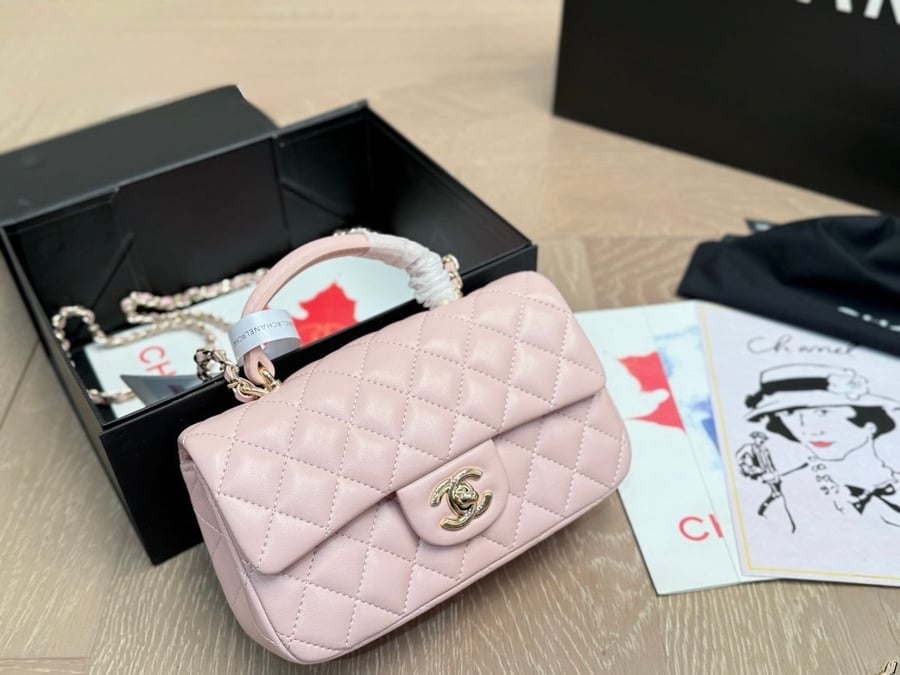 Mini flap bag with top handle