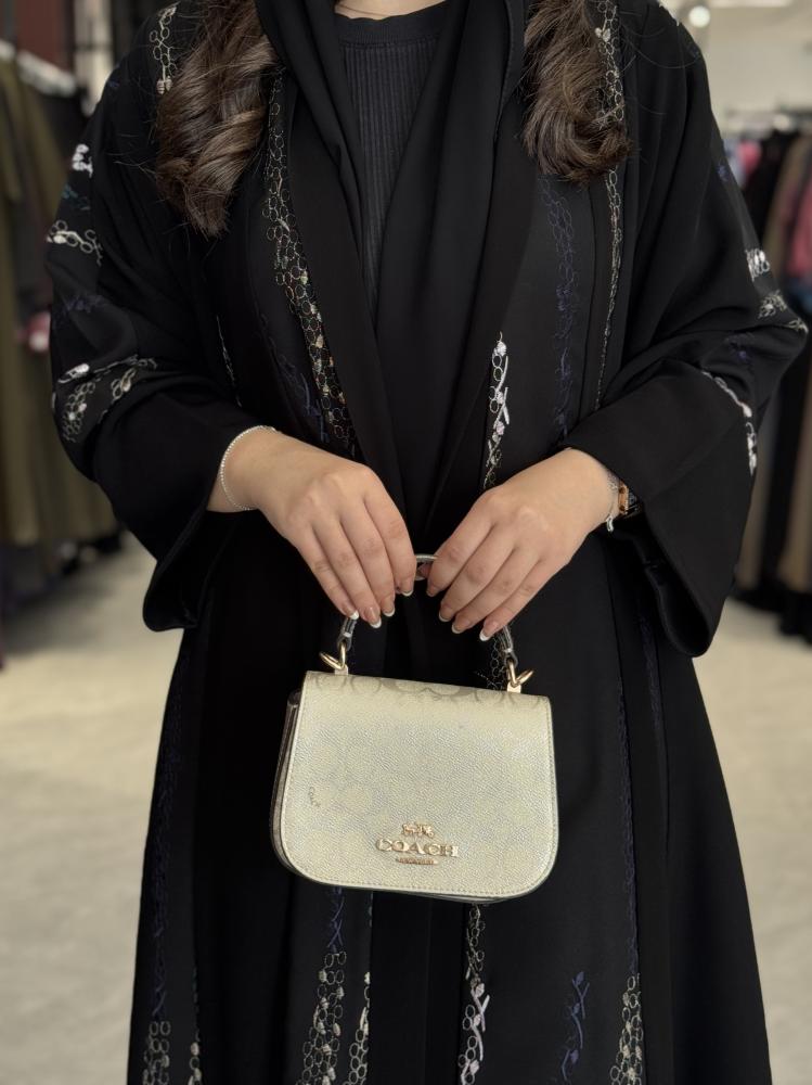 عباية D535-اسود مع تطريز 3