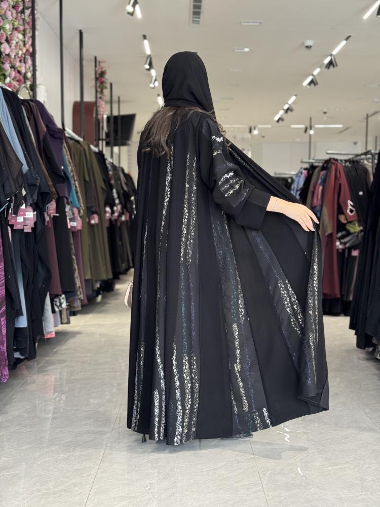عباية D535-اسود مع تطريز 3