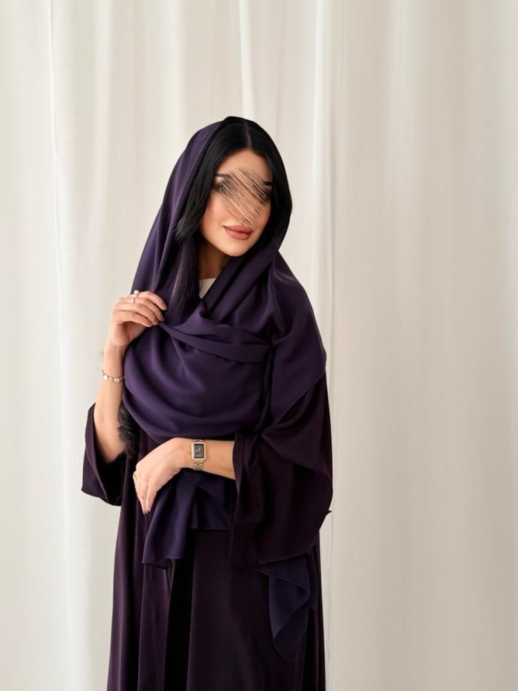 عباية D5058 - قماش بلاك بيري  دبل كلوش -ليلكي