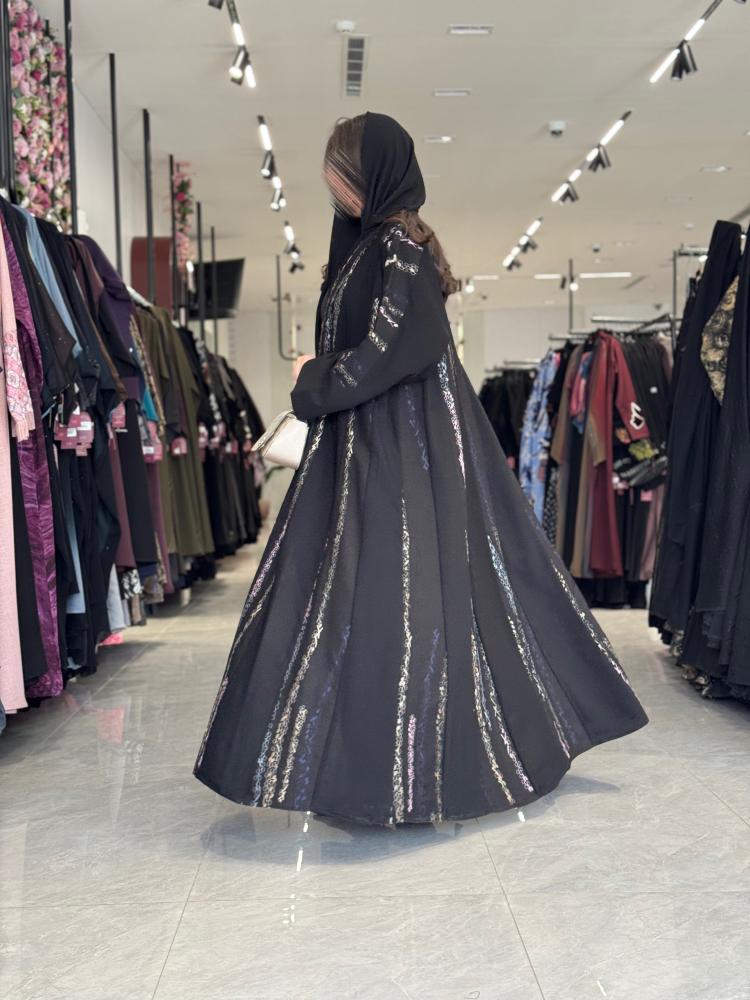 عباية D535-  اسود مع تطريز 2