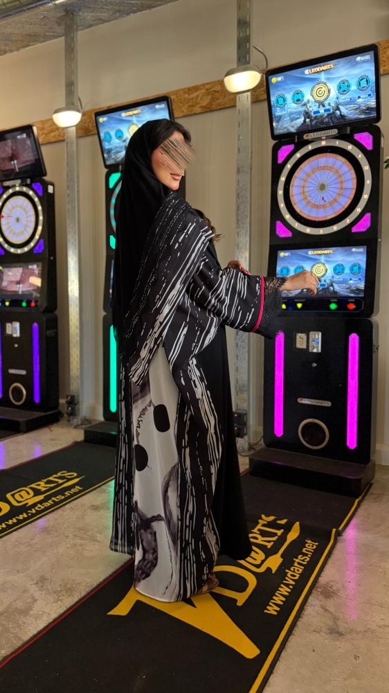 عباية D5120 - بقماش كريب كوبرا مع شيفون ودانتل بالكم قصة نص بشت  تحديد  -  عنابي  3