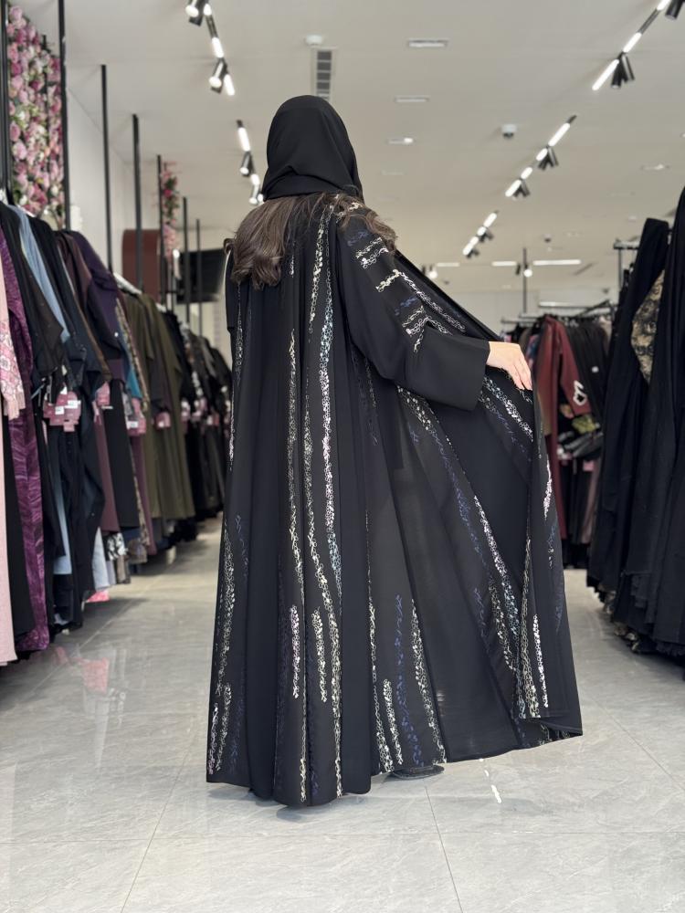 عباية D535-  اسود مع تطريز 2