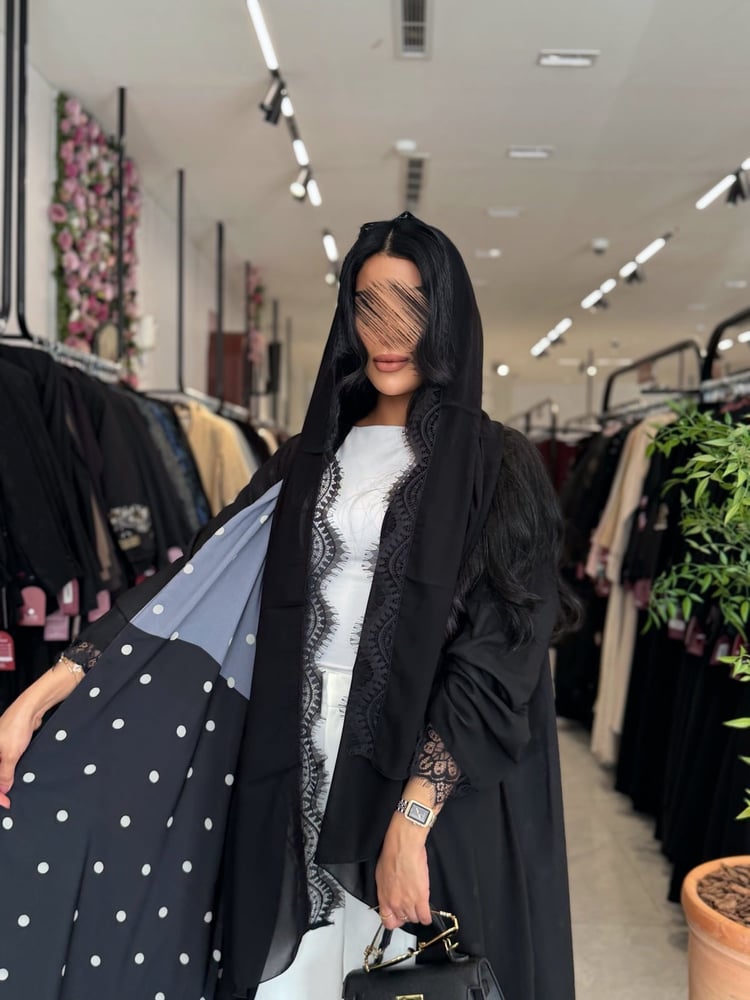 عباية D5039 -بقماش شيفون دبل فيس  - رصاصي