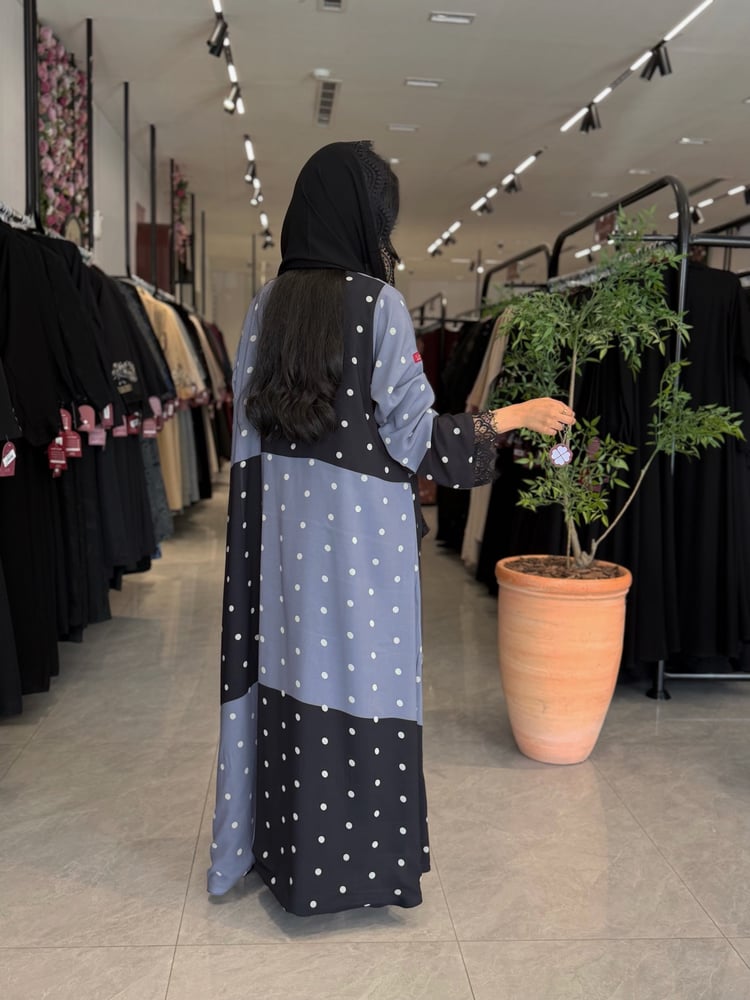 عباية D5039 -بقماش شيفون دبل فيس  - رصاصي