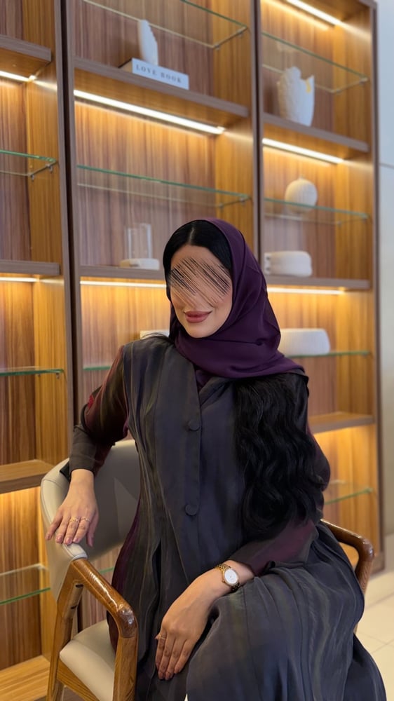عباية D5042 - قماش حرير تركي بتقليمة مموجه ربع كلوش - بنفسجي الغسيل بخار وجاف