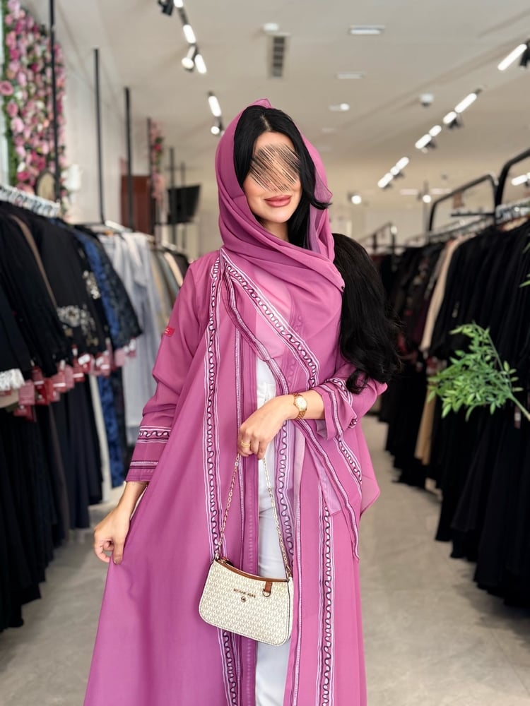 عباية D5055 - بقماش شيفون دبل فيس نص كلوش