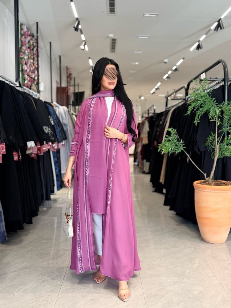 عباية D5055 - بقماش شيفون دبل فيس نص كلوش