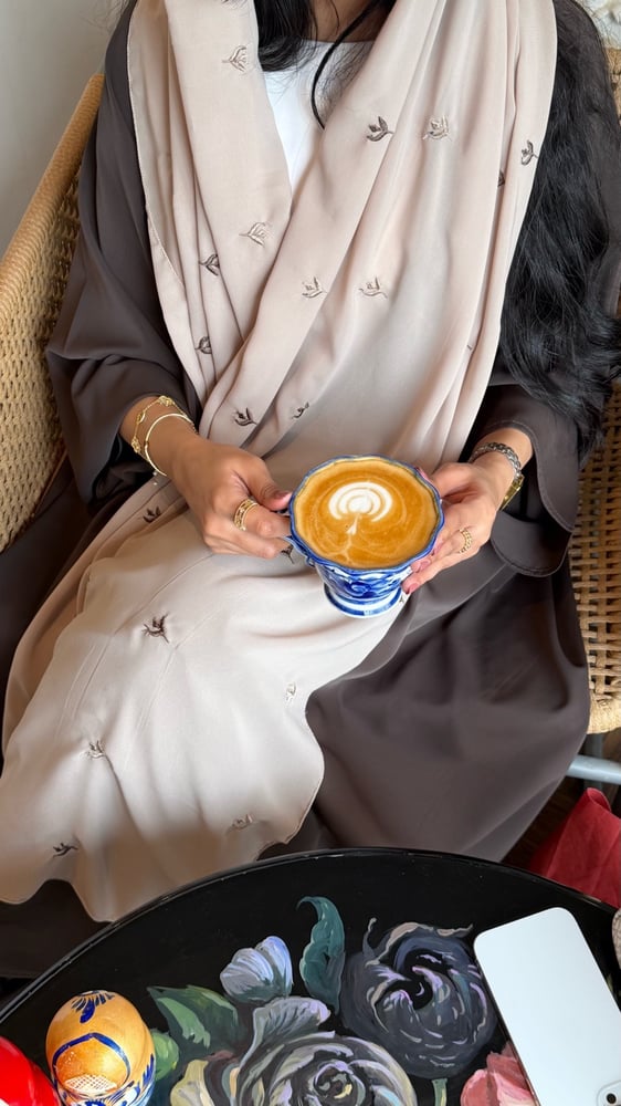 عباية D997 -قماش بلاك بيري دبل كلوش -  بني غامق