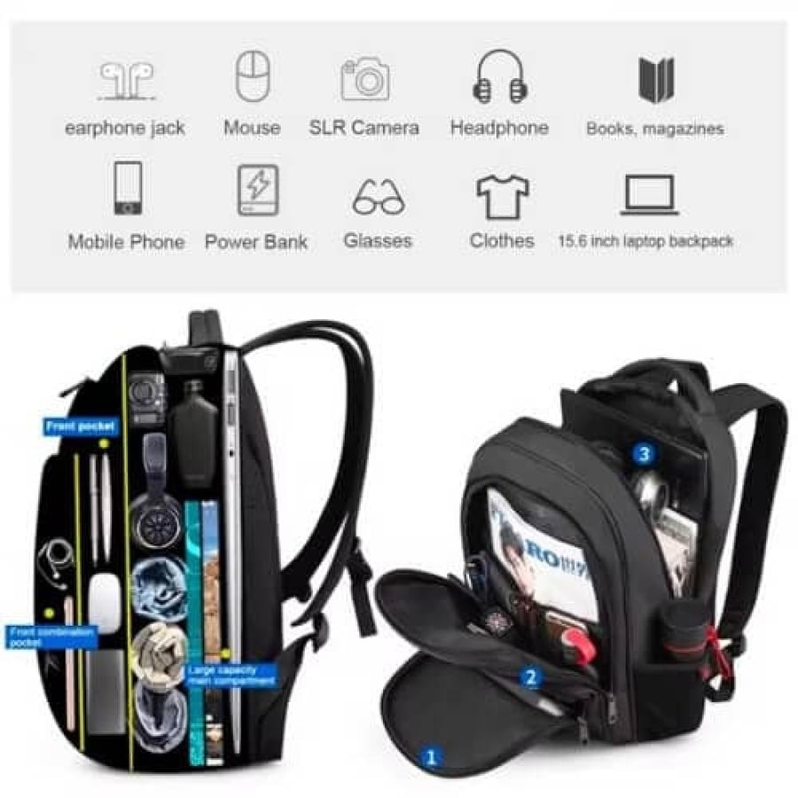 A perfect backpack bag for students and businessmen from TIGERNU brand, 15.6 size, high-quality water-resistant materials, and padding.