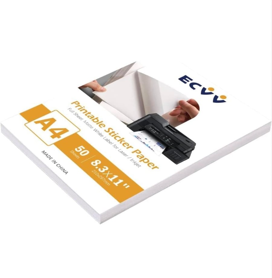 Self-adhesive sticker paper for shipping policies and others A4 size for printers, 50 sheets